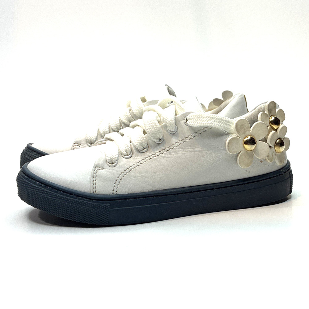 Little Marc Jacobs Daisy White Leather Sneakers Girls Kids US 11 EU 29 Floral